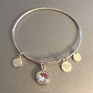 ALEX AND ANI SILVER BANGLE-April Birthstone